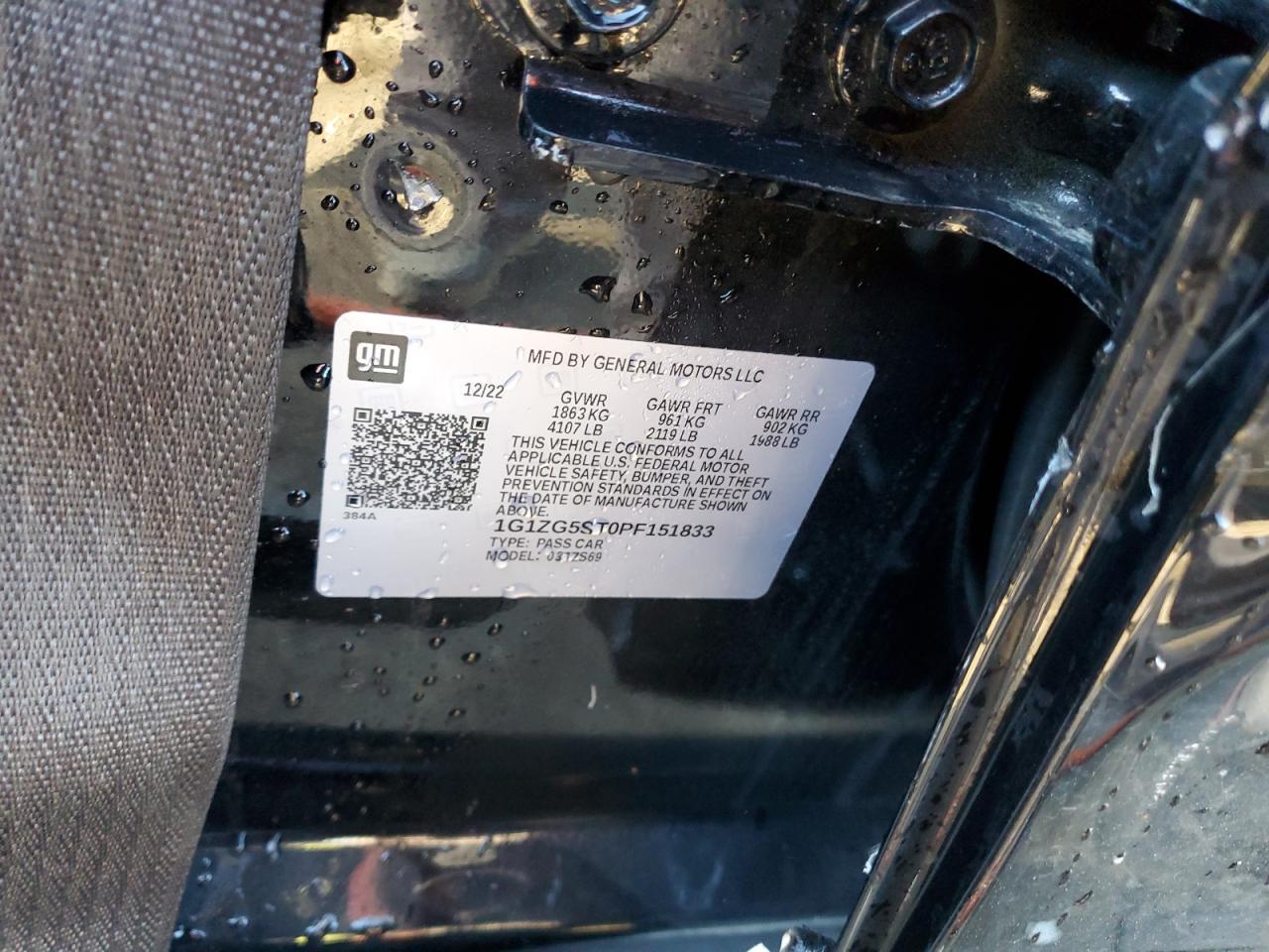 2023 CHEVROLET MALIBU RS VIN:1G1ZG5ST0PF151833