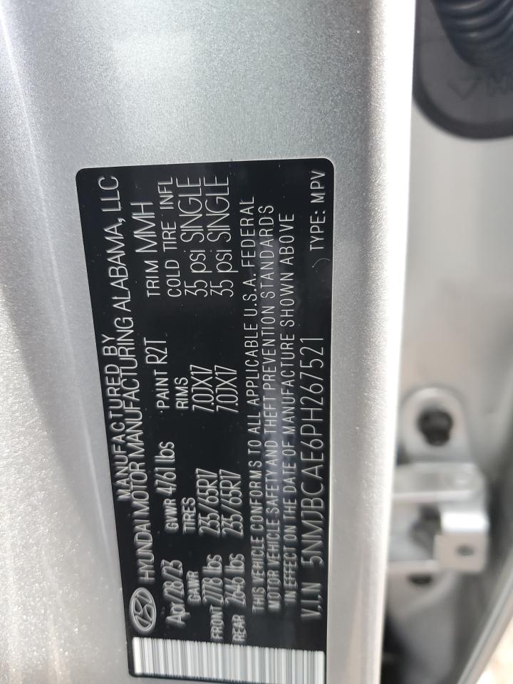2023 HYUNDAI TUCSON SEL VIN:5NMJBCAE6PH267521