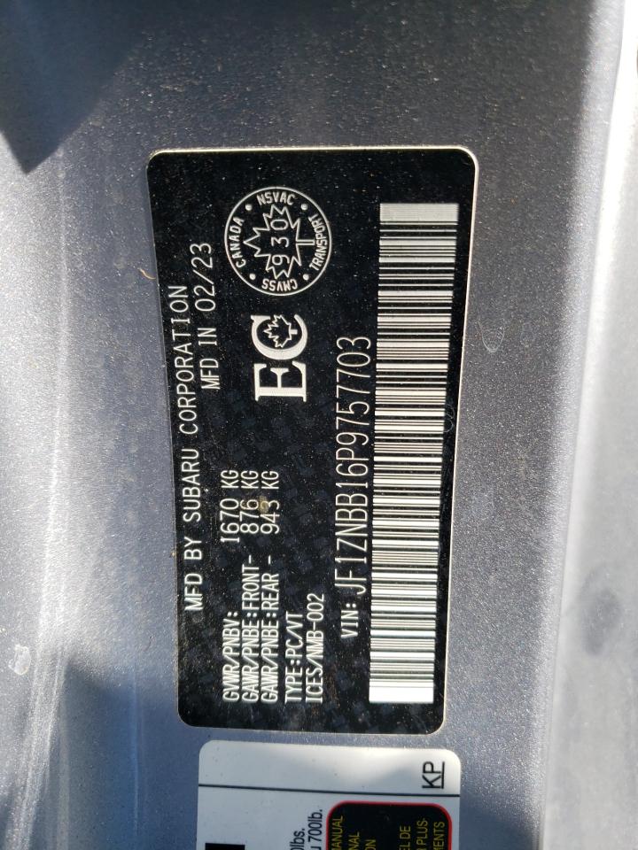 2023 TOYOTA GR 86  VIN:JF1ZNBB16P9757703