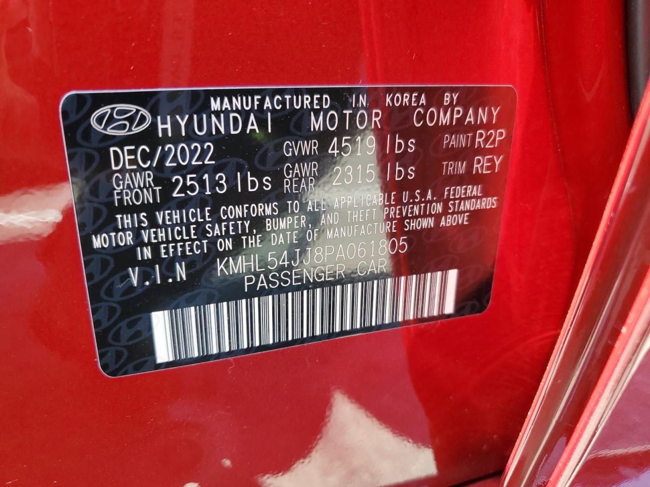 2023 HYUNDAI SONATA HYBRID VIN:KMHL54JJ8PA061805