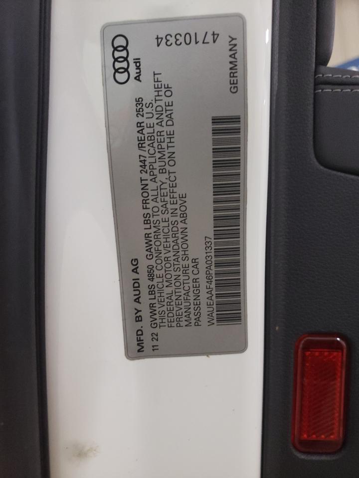 2023 AUDI A4 PREMIUM PLUS 45 VIN:WAUEAAF46PA031337