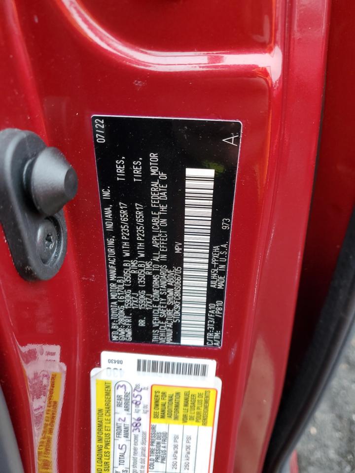 2022 TOYOTA SIENNA LE VIN:5TDKSKFC8NS066705