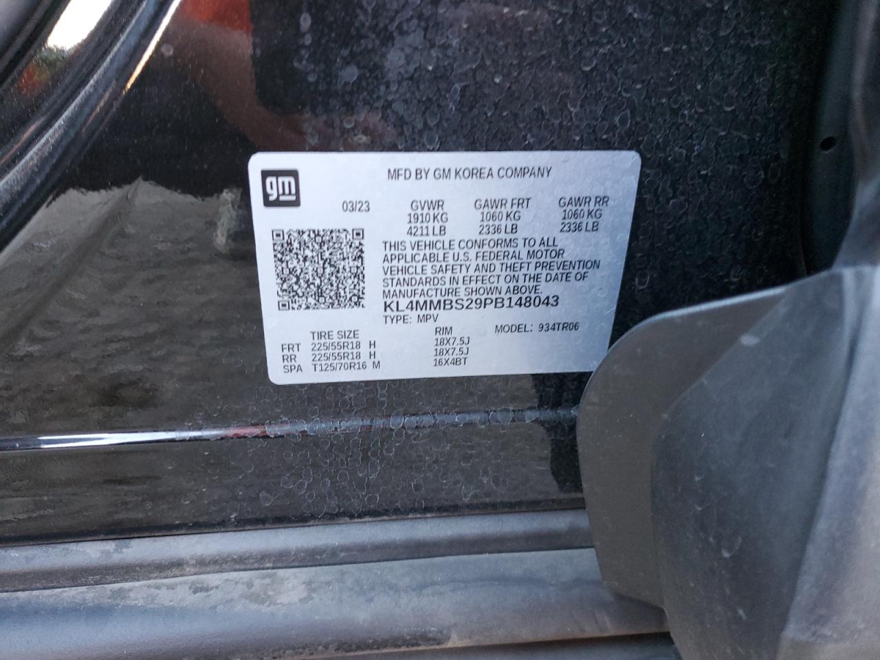 2023 BUICK ENCORE GX PREFERRED VIN:KL4MMBS29PB148043