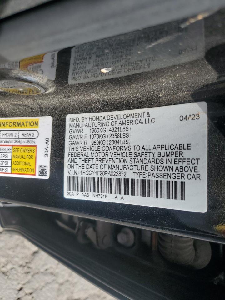 2023 HONDA ACCORD LX VIN:1HGCY1F28PA022872