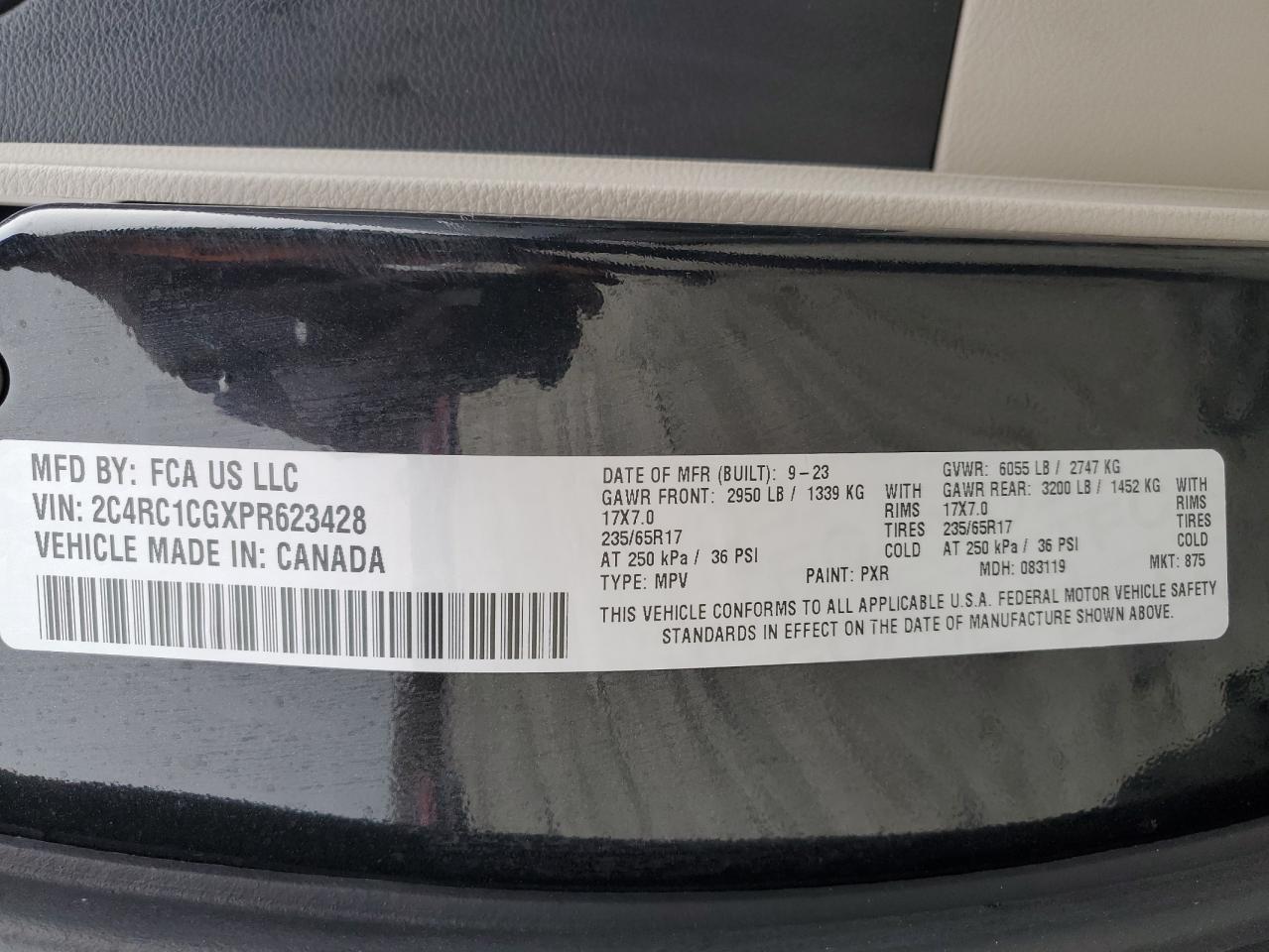 2023 CHRYSLER VOYAGER LX VIN:2C4RC1CGXPR623428