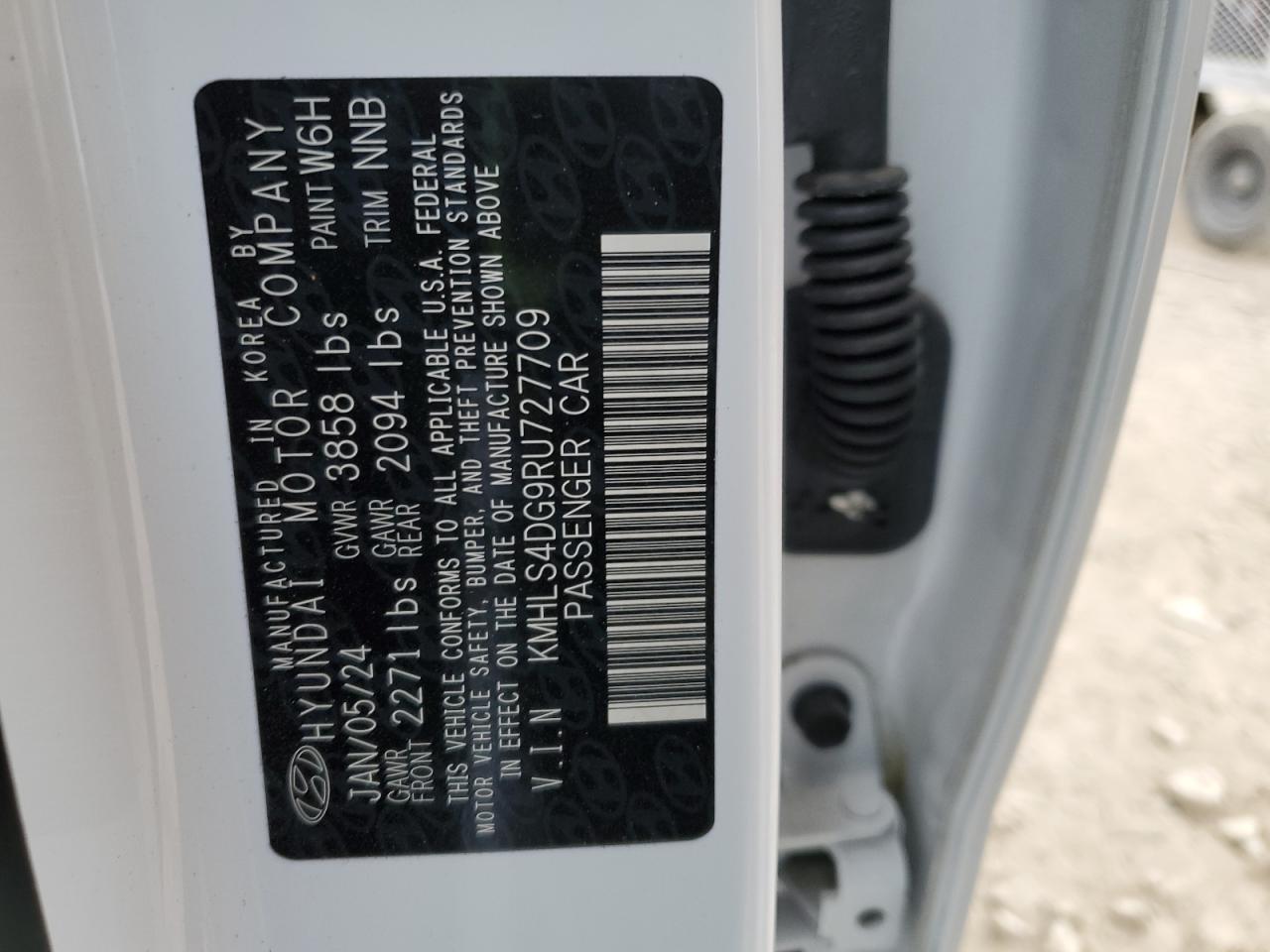 2024 HYUNDAI ELANTRA SEL VIN:KMHLS4DG9RU727709