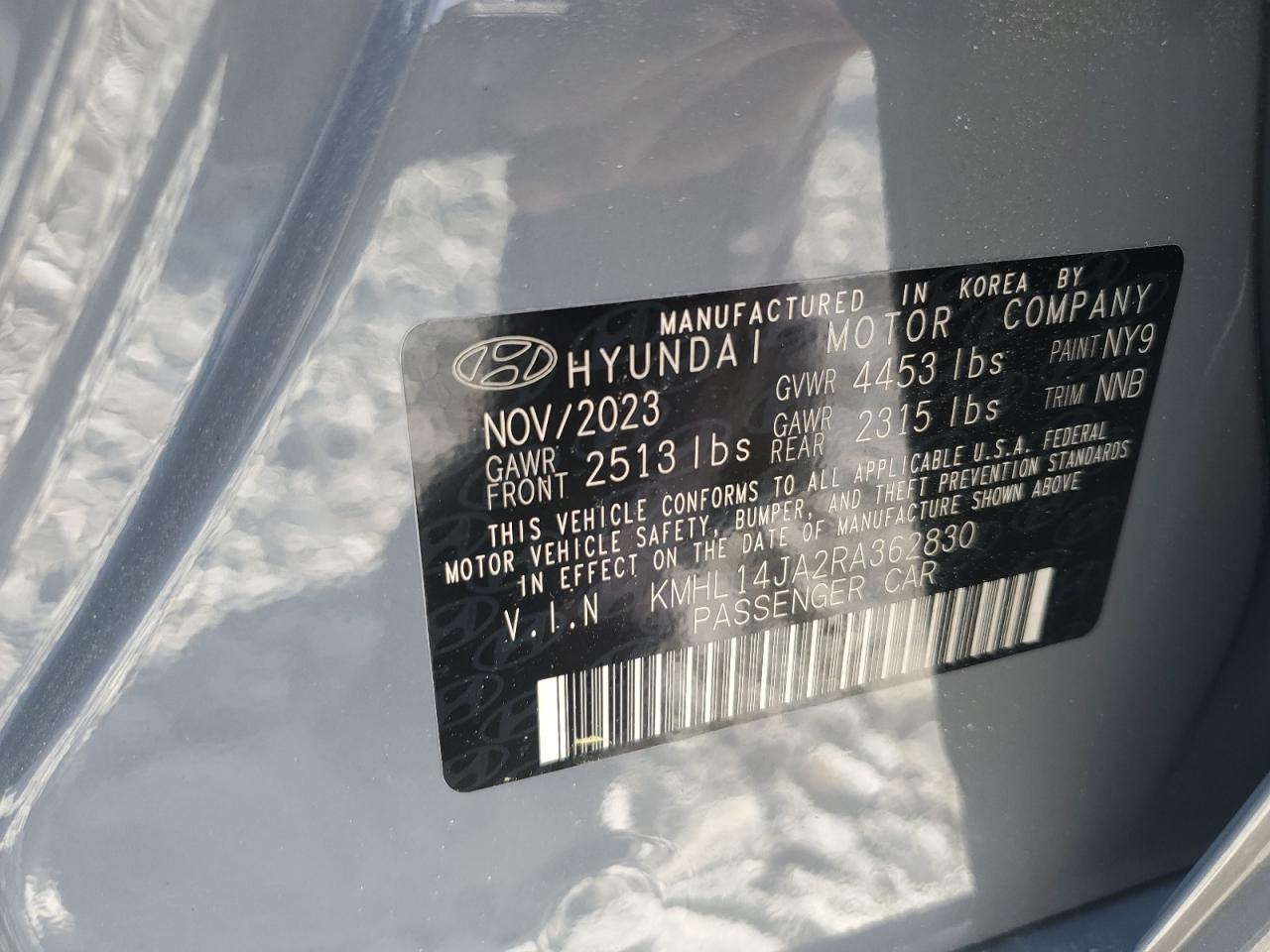 2024 HYUNDAI SONATA SEL VIN:WP0AA2A8XNS255297