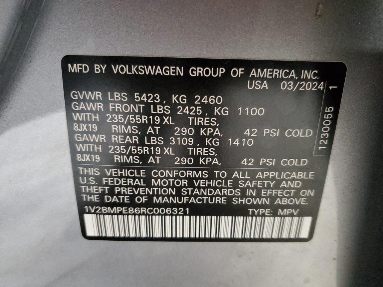 2024 VOLKSWAGEN ID.4  VIN:1V2BMPE86RC006321