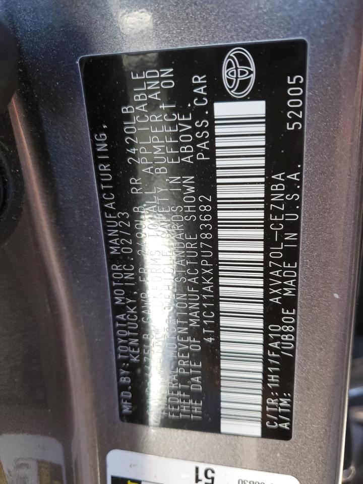 2023 TOYOTA CAMRY LE VIN:4T1C11AKXPU783682