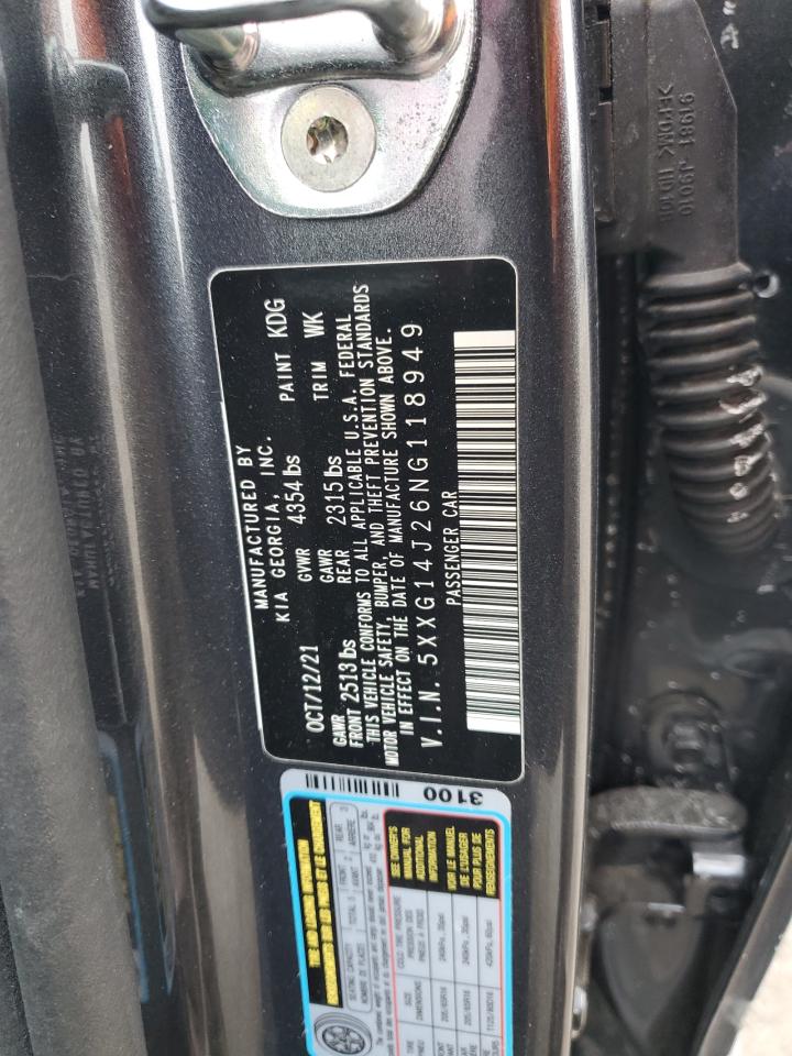 2022 KIA K5 LXS VIN:5XXG14J26NG118949