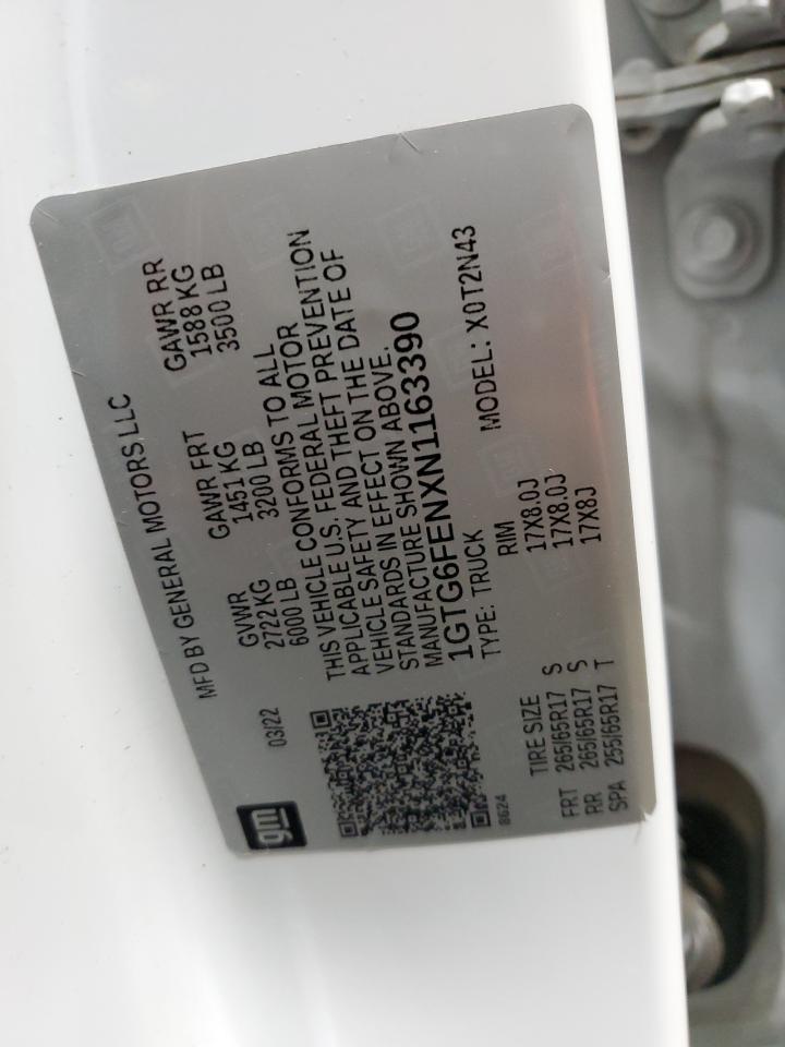2022 GMC CANYON AT4 VIN:1GTG6FENXN1163390