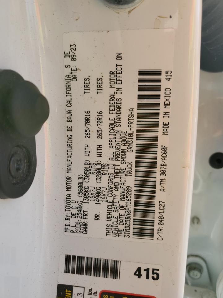 2023 TOYOTA TACOMA DOUBLE CAB VIN:3TMDZ5BN0PM165289