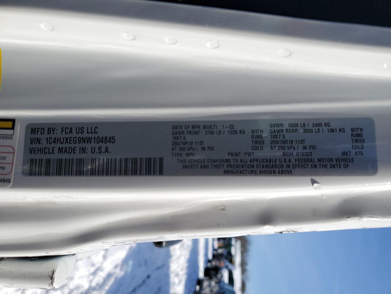 2022 JEEP WRANGLER UNLIMITED SAHARA VIN:1C4HJXEG9NW104845