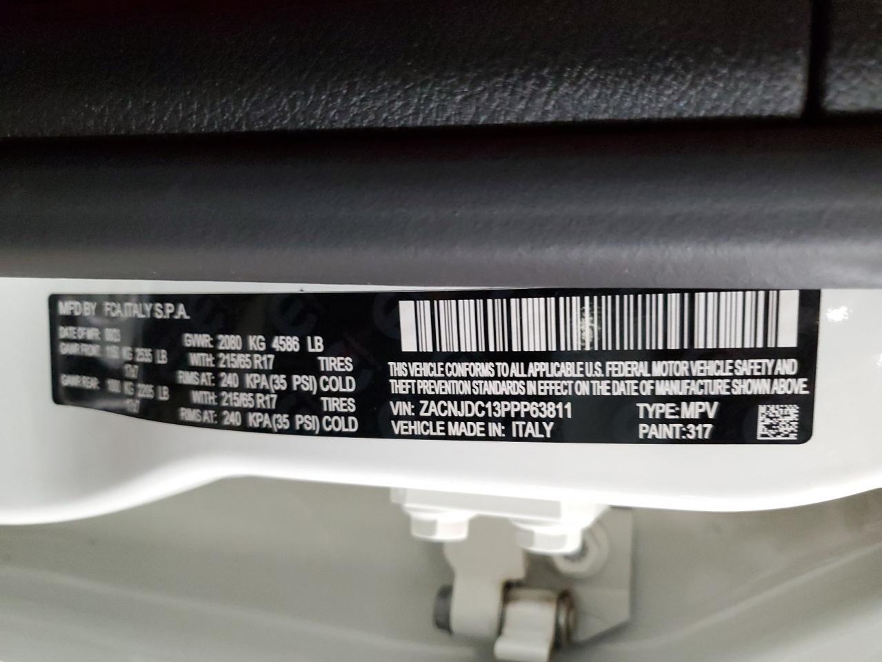 2023 JEEP RENEGADE TRAILHAWK VIN:ZACNJDC13PPP63811