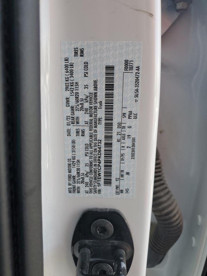 2023 FORD F150 SUPERCREW VIN:1FTEW1CP4PKD64732