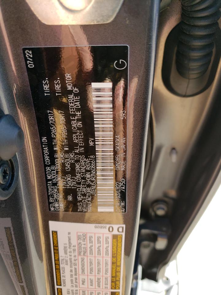 2022 TOYOTA 4RUNNER SR5/SR5 PREMIUM VIN:JTENU5JR3N6086618