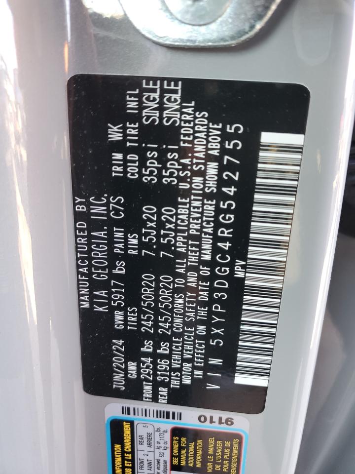 2024 KIA TELLURIDE EX VIN:5XYP3DGC4RG542755