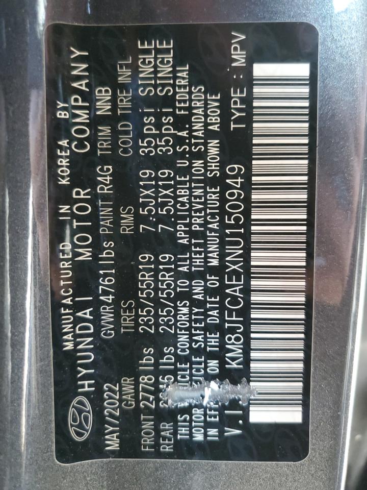 2022 HYUNDAI TUCSON N LINE VIN:KM8JFCAEXNU150949