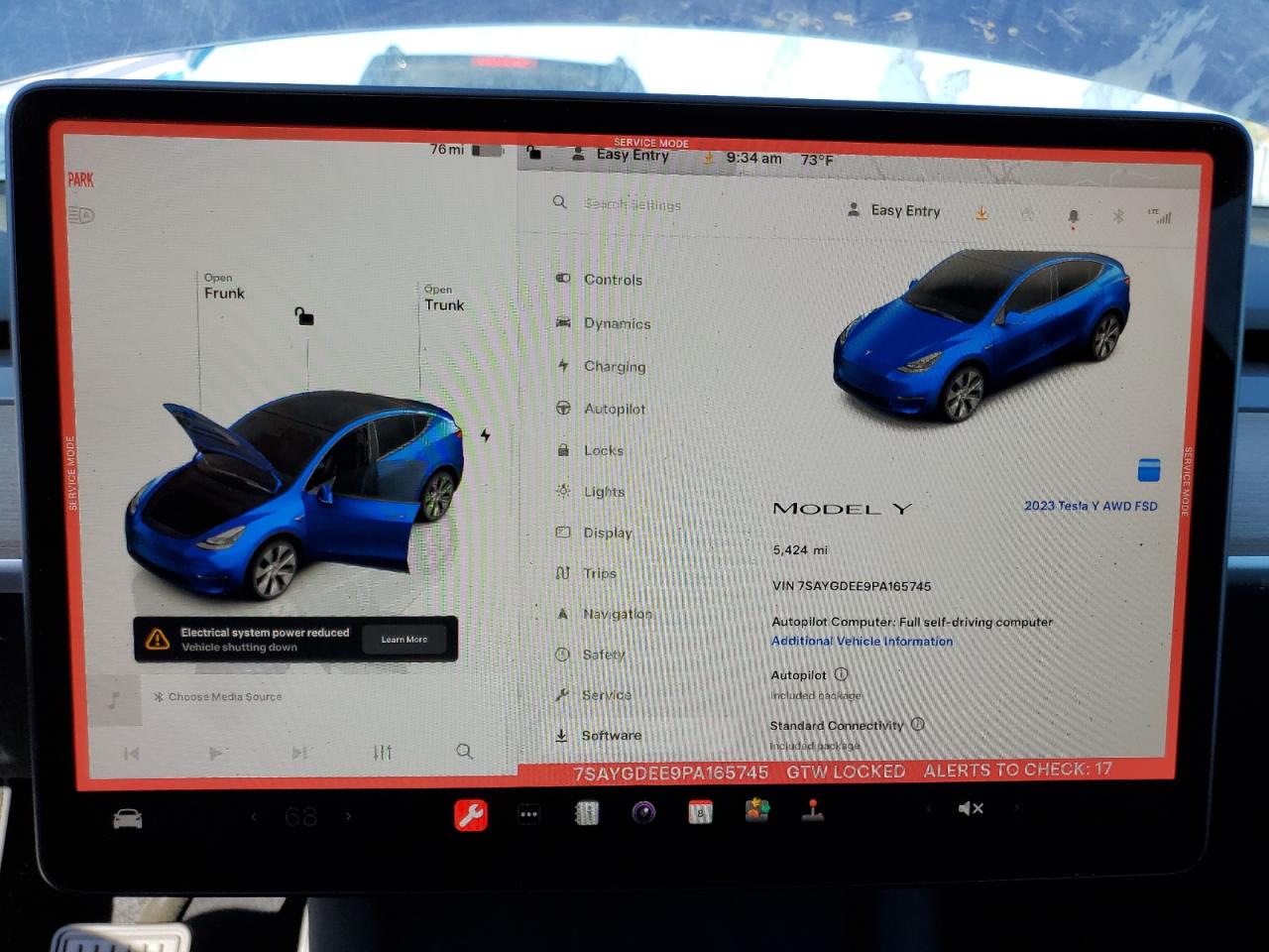 2023 TESLA MODEL Y VIN:7SAYGDEE9PA165745