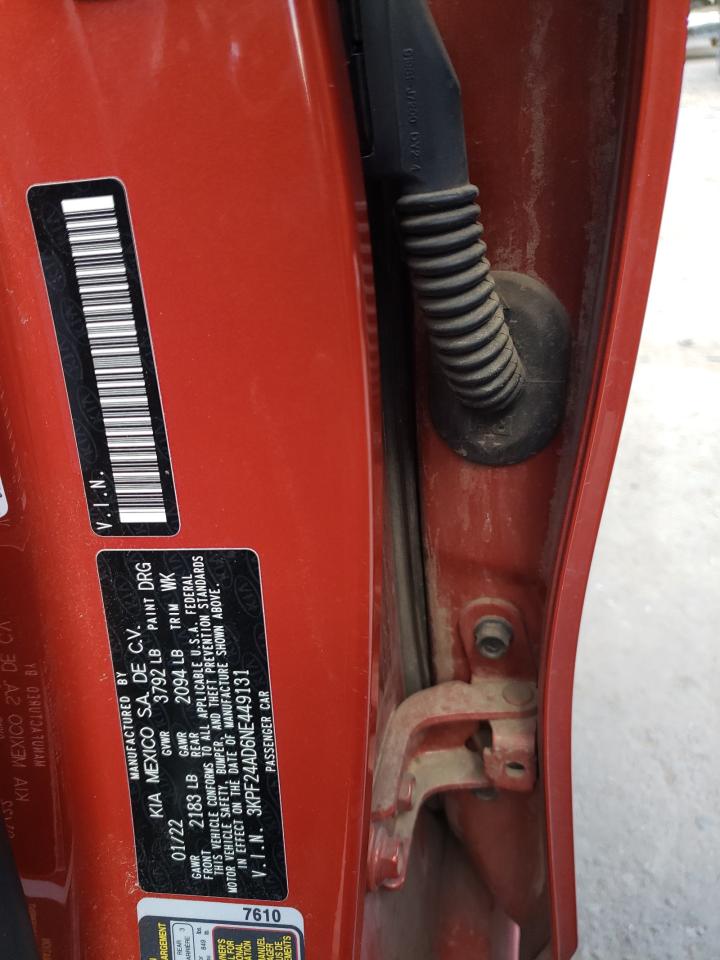 2022 KIA FORTE FE VIN:3KPF24AD6NE449131