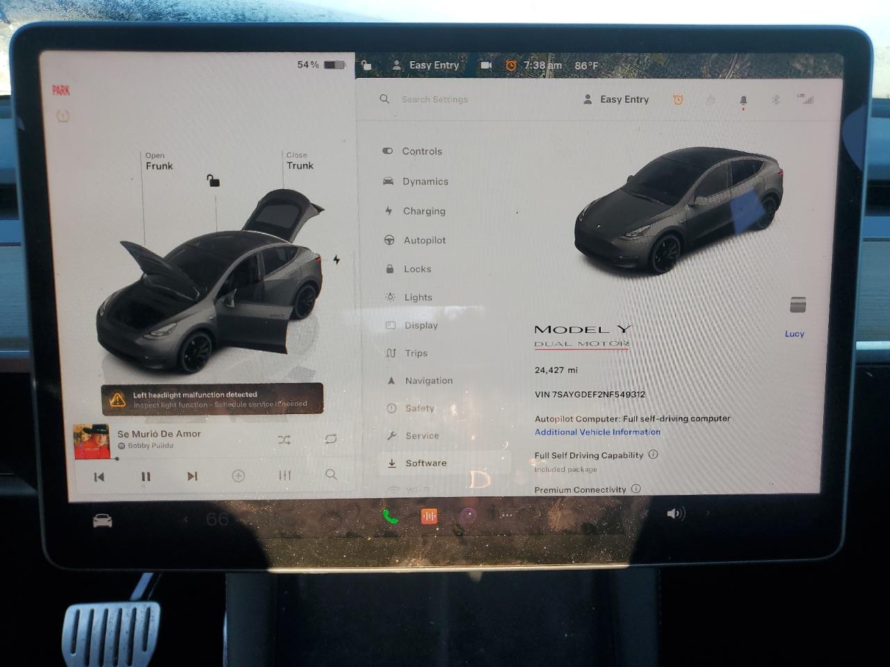 2022 TESLA MODEL Y  VIN:7SAYGDEF2NF549312