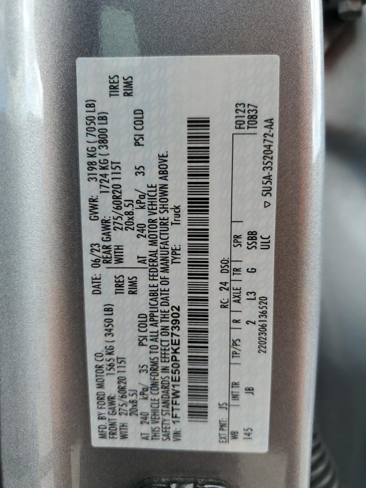 2023 FORD F150 SUPERCREW VIN:1FTFW1E50PKE73902