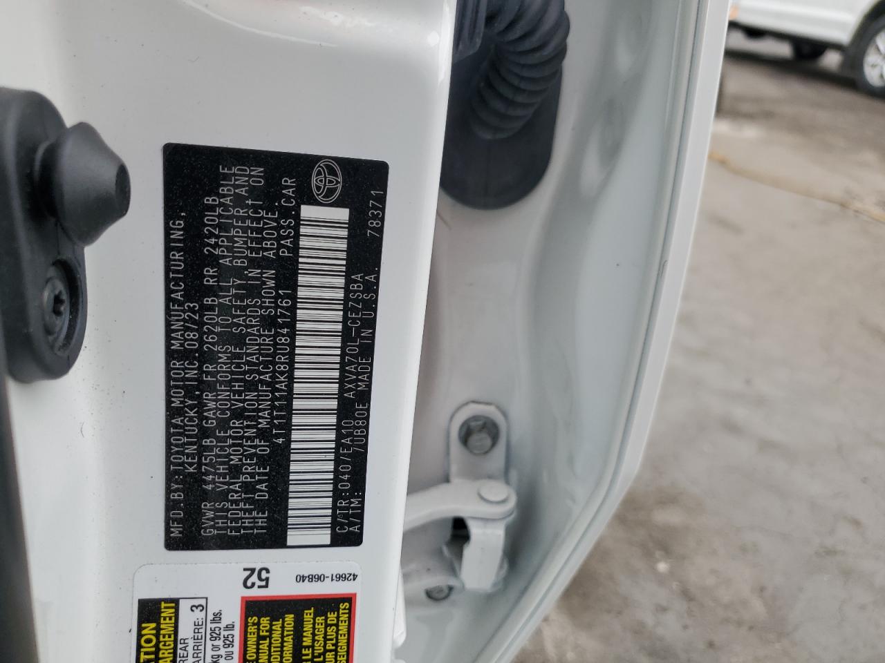 2024 TOYOTA CAMRY SE NIGHT SHADE VIN:4T1T11AK8RU841761