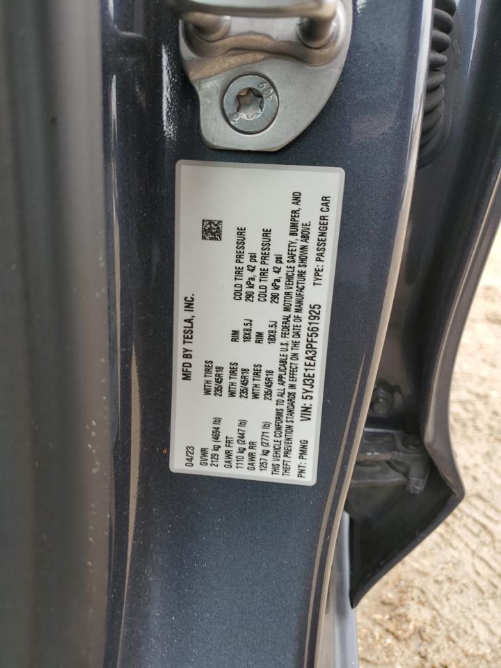 2023 TESLA MODEL 3  VIN:5YJ3E1EA3PF561925