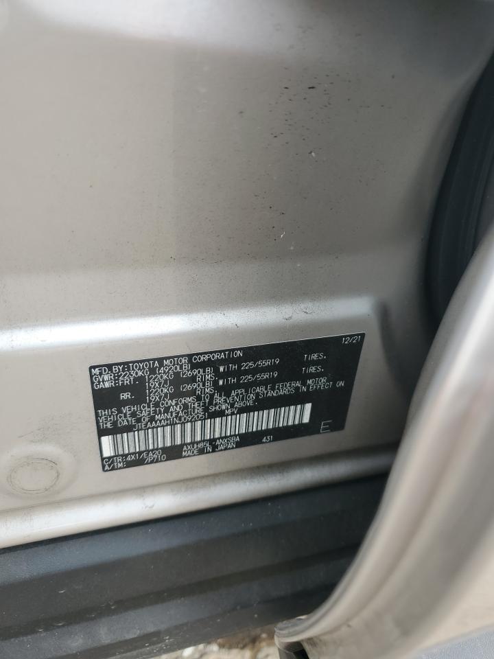 2022 TOYOTA VENZA LE VIN:JTEAAAAH1NJ092051