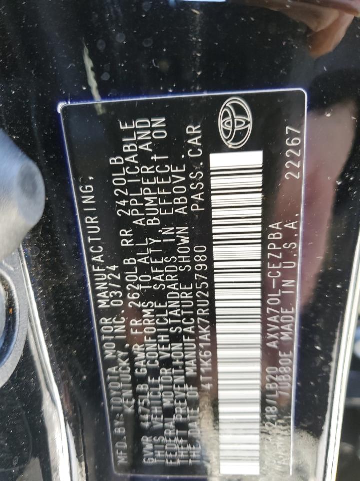 2024 TOYOTA CAMRY XSE VIN:4T1K61AK7RU257980