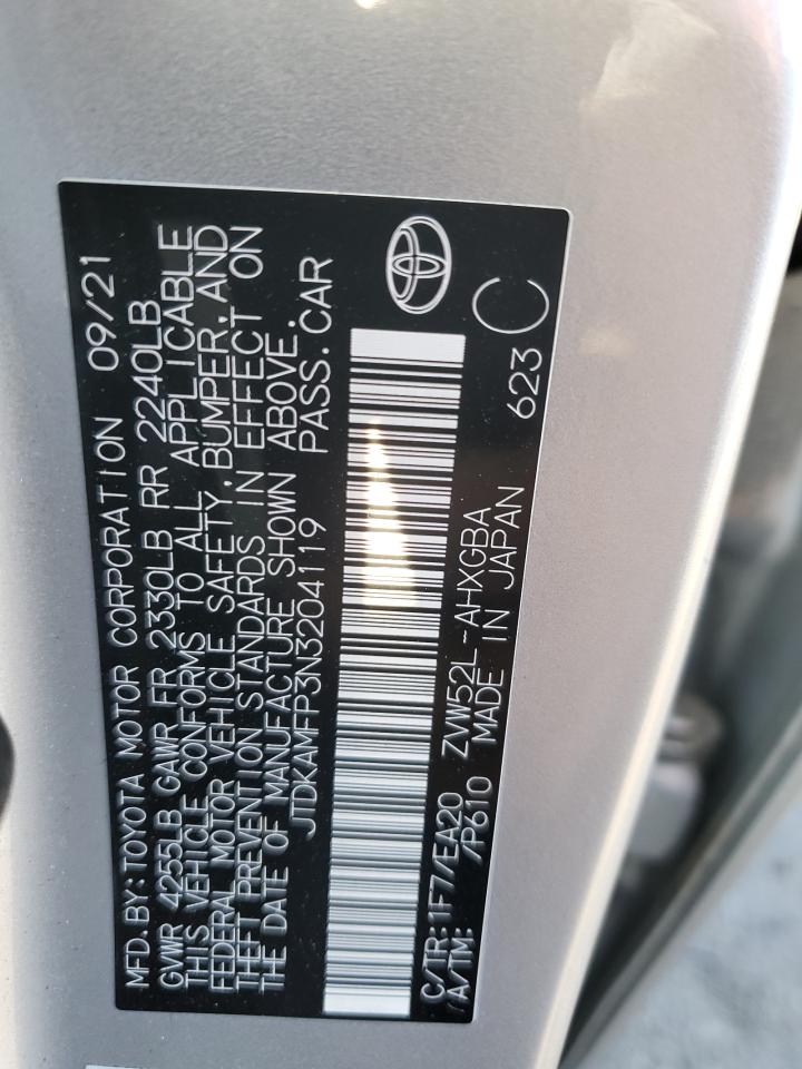 2022 TOYOTA PRIUS PRIME LE VIN:JTDKAMFP3N3204119