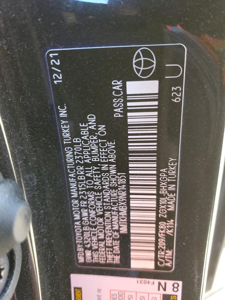 2022 TOYOTA C-HR XLE VIN:NMTKHMBX9NR141851