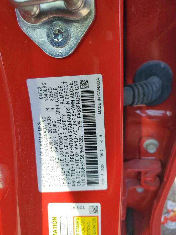 2023 HONDA CIVIC SPORT VIN:2HGFE2F56PH545282