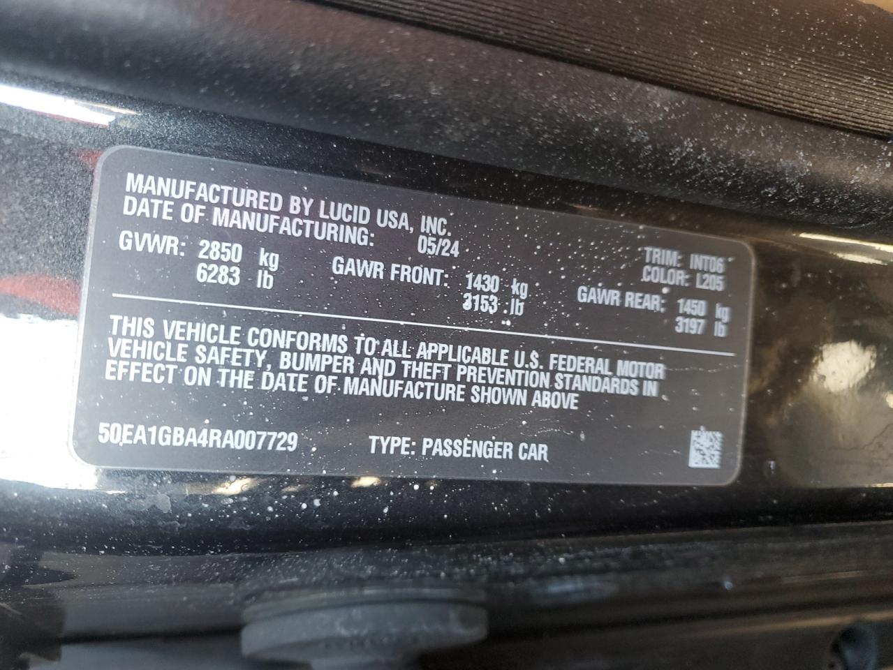 2024 LUCID MOTORS AIR GRAND TOURING VIN:50EA1GBA4RA007729