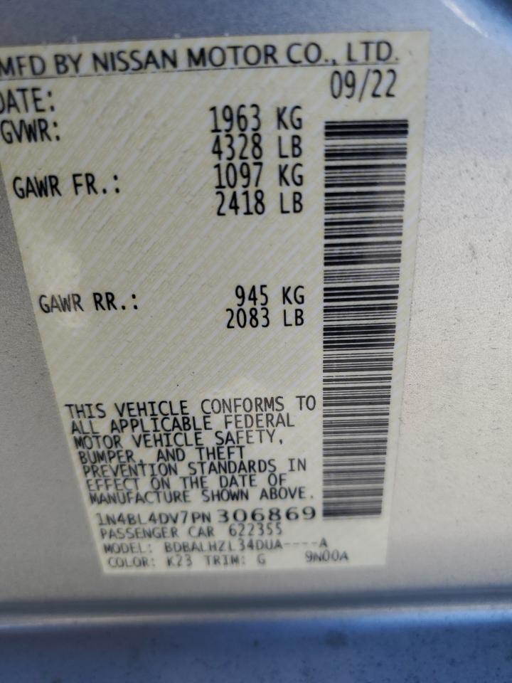 2023 NISSAN ALTIMA SV VIN:1N4BL4DV7PN306869