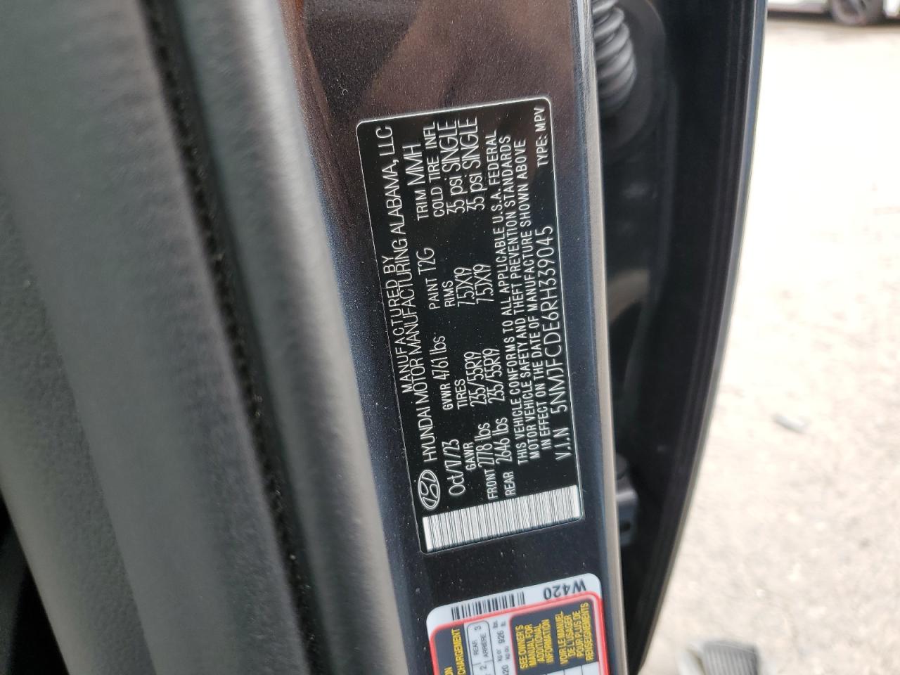 2024 HYUNDAI TUCSON SEL VIN:5NMJFCDE6RH339045
