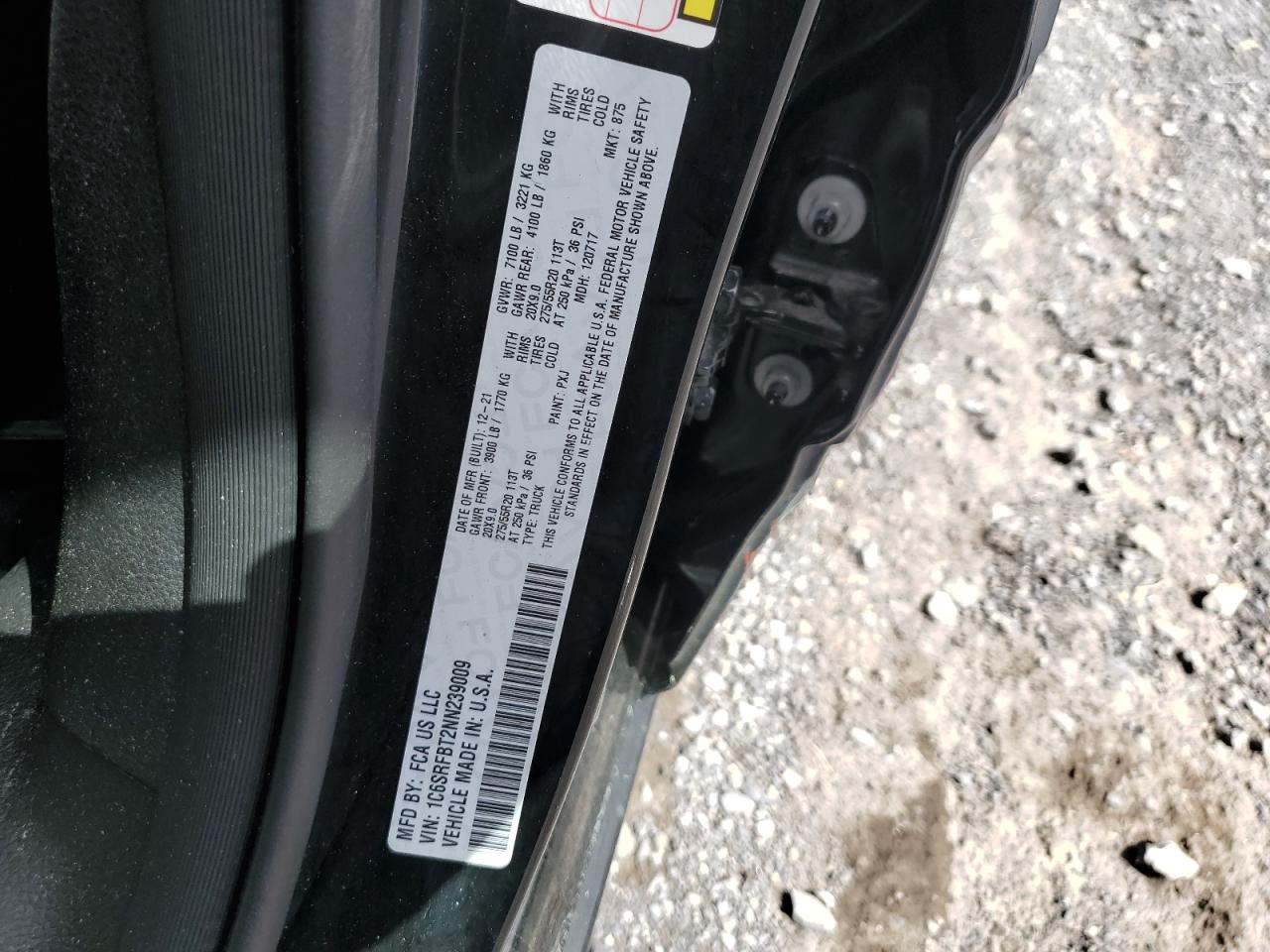 2022 RAM 1500 BIG HORN/LONE STAR VIN:1C6SRFBT2NN239009