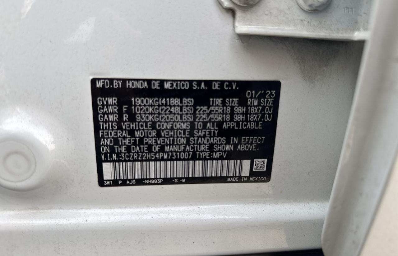 2023 HONDA HR-V SPORT VIN:3CZRZ2H54PM731007