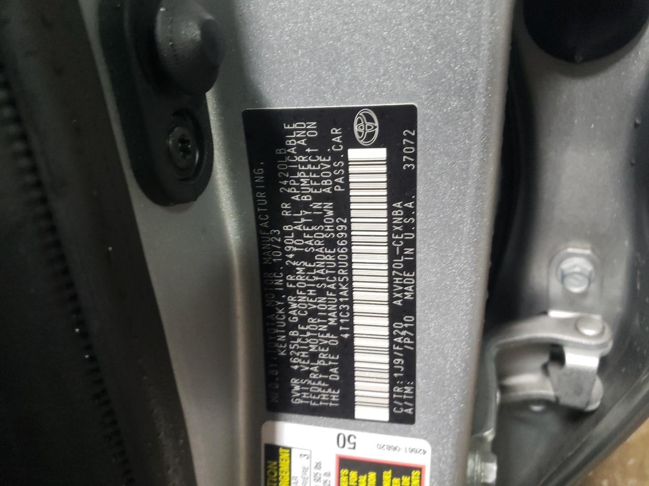 2024 TOYOTA CAMRY LE VIN:4T1C31AK5RU066992
