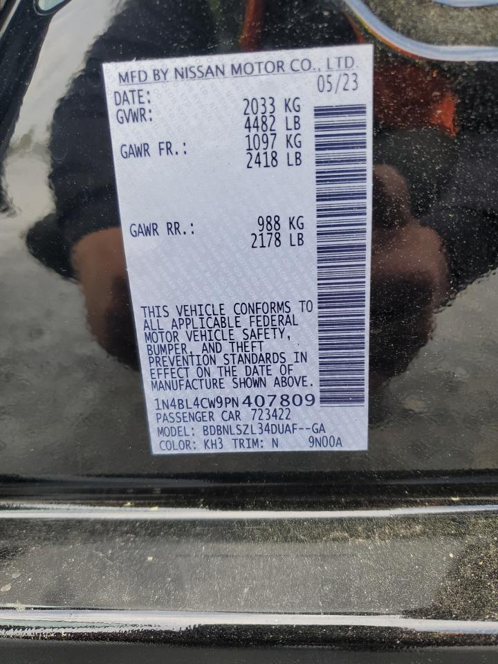 2023 NISSAN ALTIMA SR VIN:1N4BL4CW9PN407809