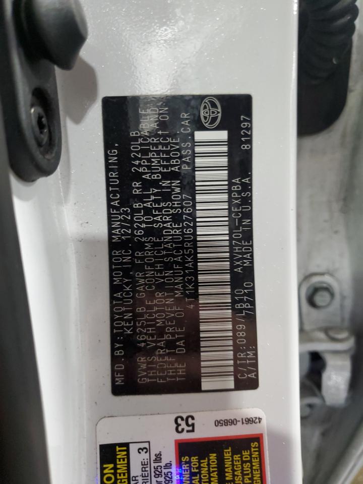 2024 TOYOTA CAMRY XSE VIN:4T1K31AK5RU627607