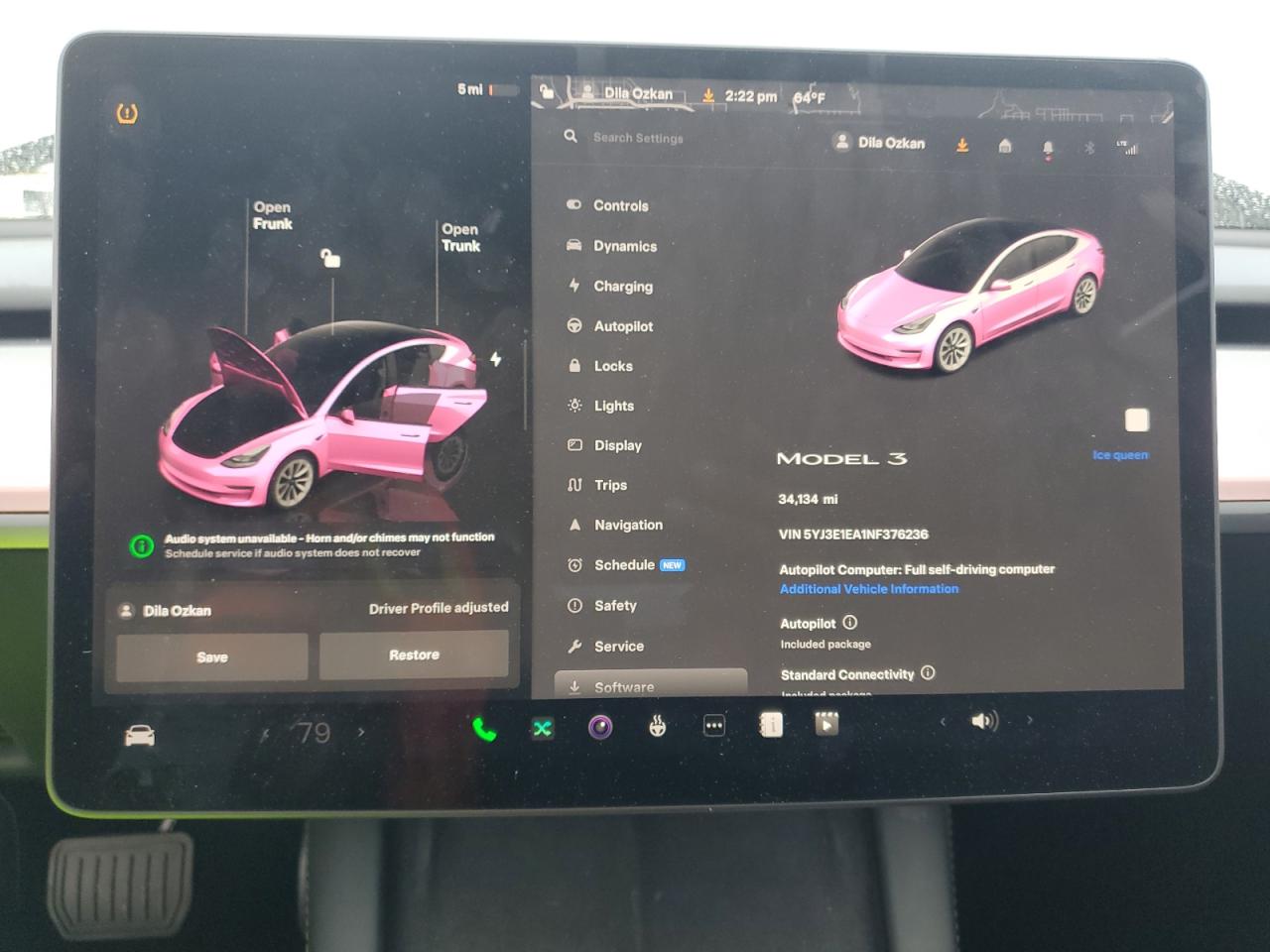 2022 TESLA MODEL 3  VIN:5YJ3E1EA1NF376236
