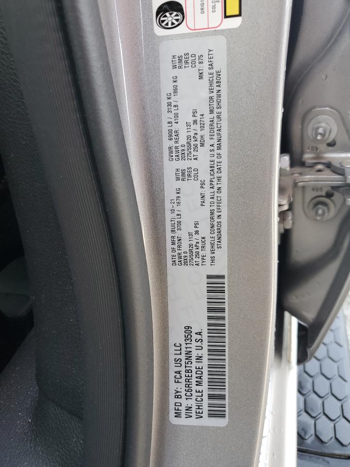 2022 RAM 1500 BIG HORN/LONE STAR VIN:1C6RREBT5NN113509