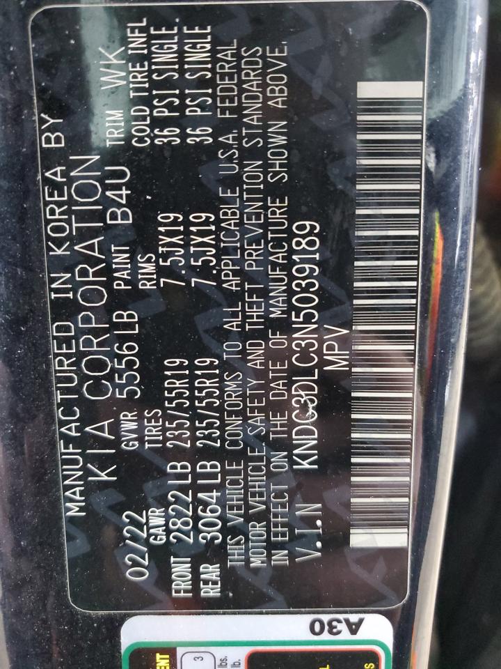 2022 KIA EV6 LIGHT VIN:KNDC3DLC3N5039189