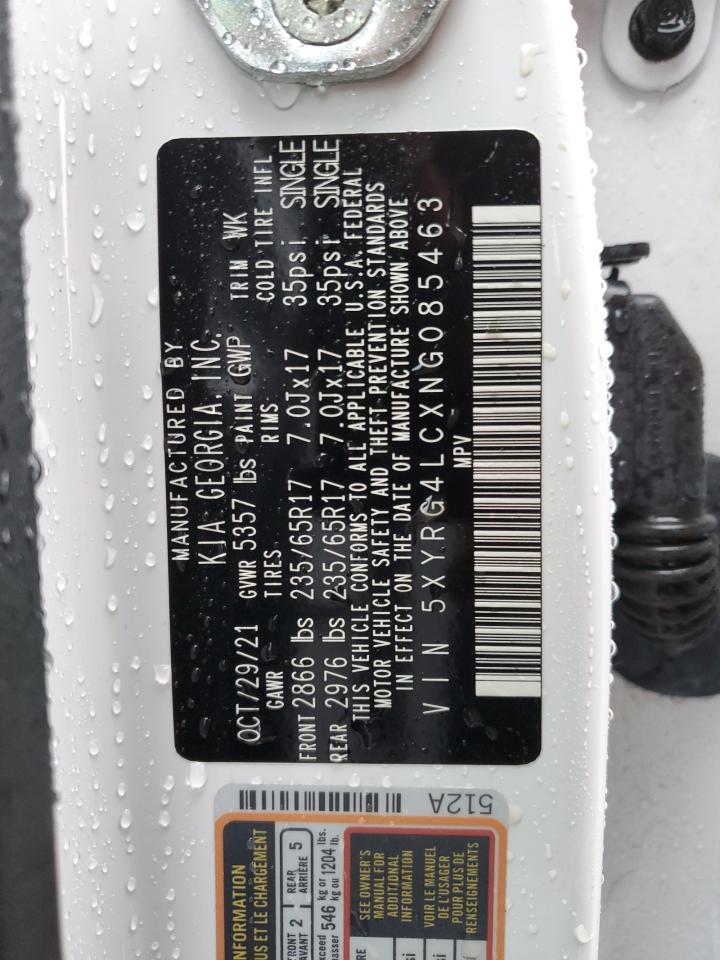 2022 KIA SORENTO LX VIN:5XYRG4LCXNG085463
