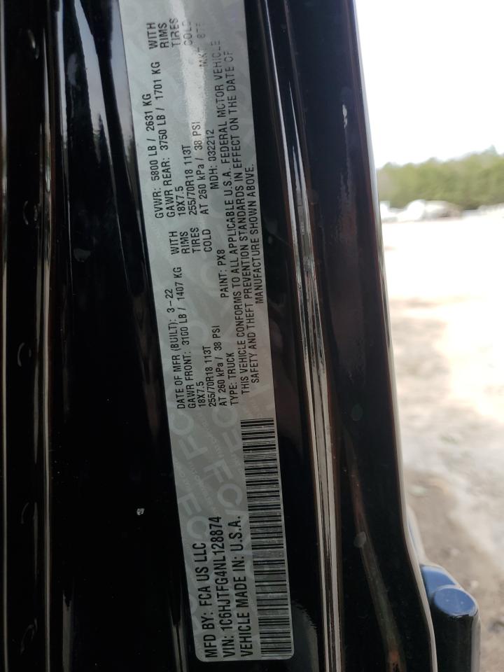 2022 JEEP GLADIATOR OVERLAND VIN:1C6HJTFG4NL128874