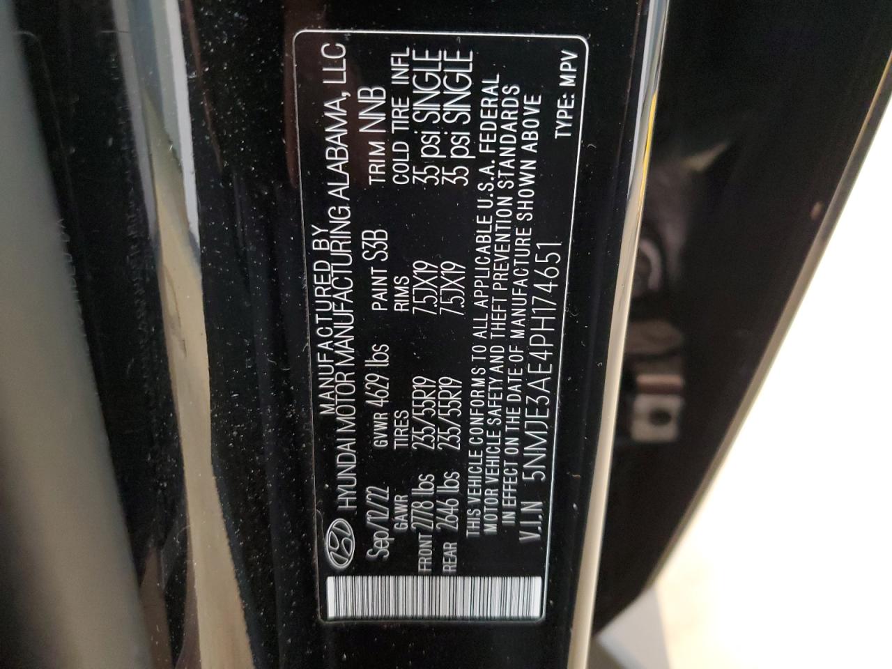 2023 HYUNDAI TUCSON LIMITED VIN:5NMJE3AE4PH174651