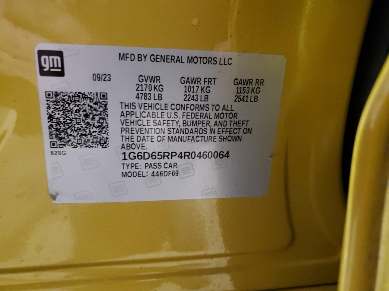 2024 CADILLAC CT4-V BLACKWING VIN:1G6D65RP4R0460064