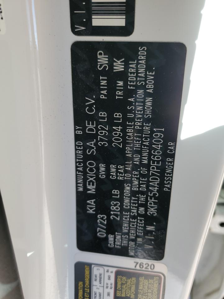 2023 KIA FORTE GT LINE VIN:3KPF54AD7PE664091