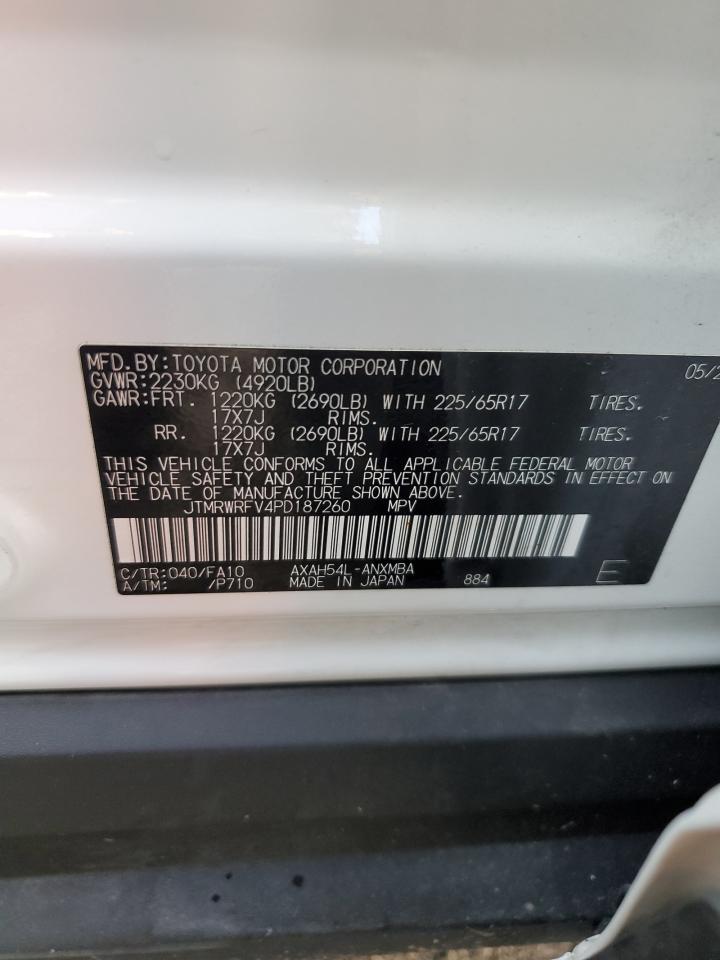 2023 TOYOTA RAV4 XLE VIN:JTMRWRFV4PD187260